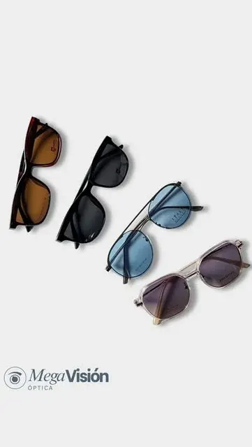Colección de lentes de sol con micas café, gris, azul y violeta